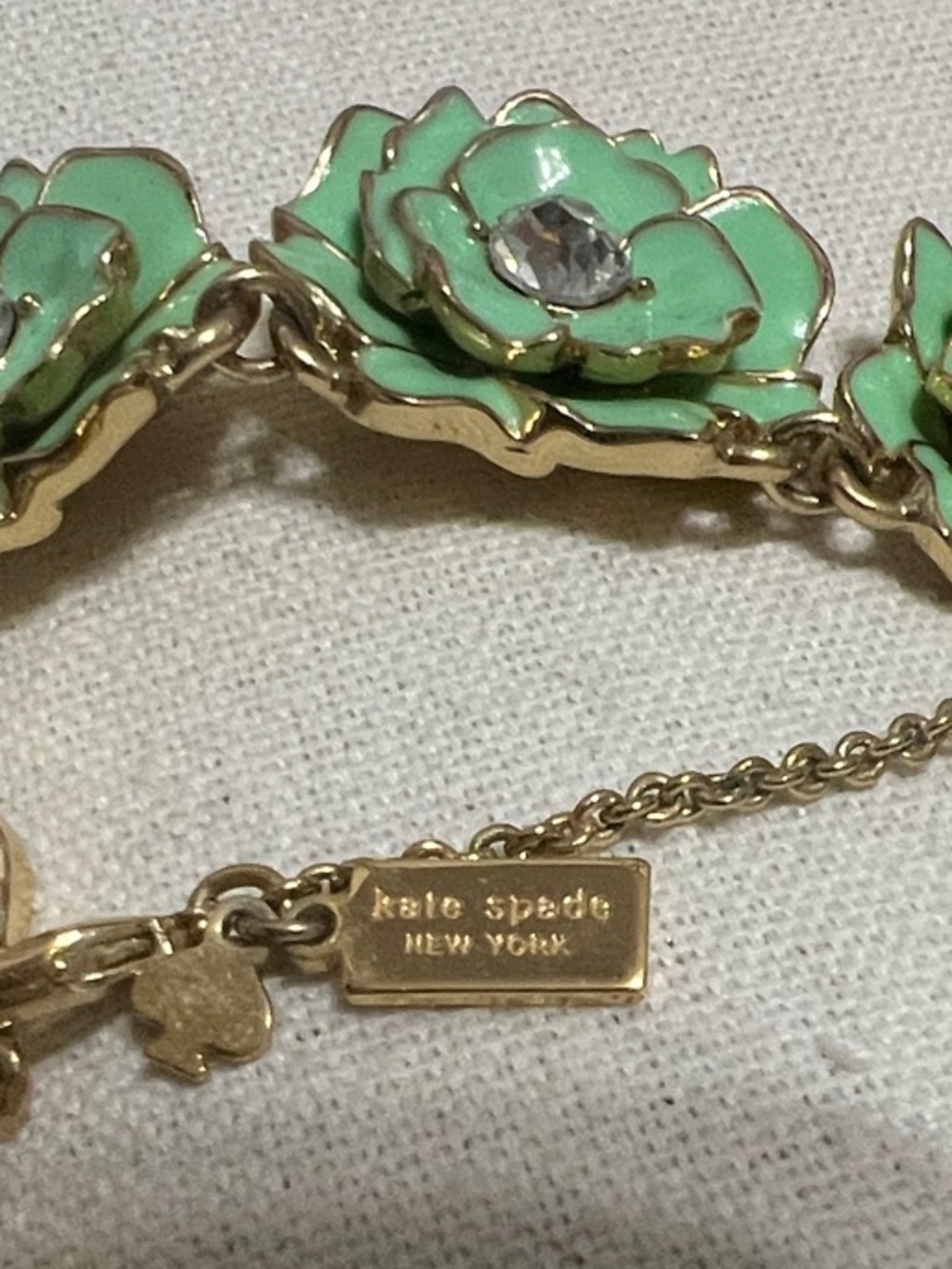 kate spade Mint Green Floral Statement Necklace - Gold Tone - Picture 4 of 6